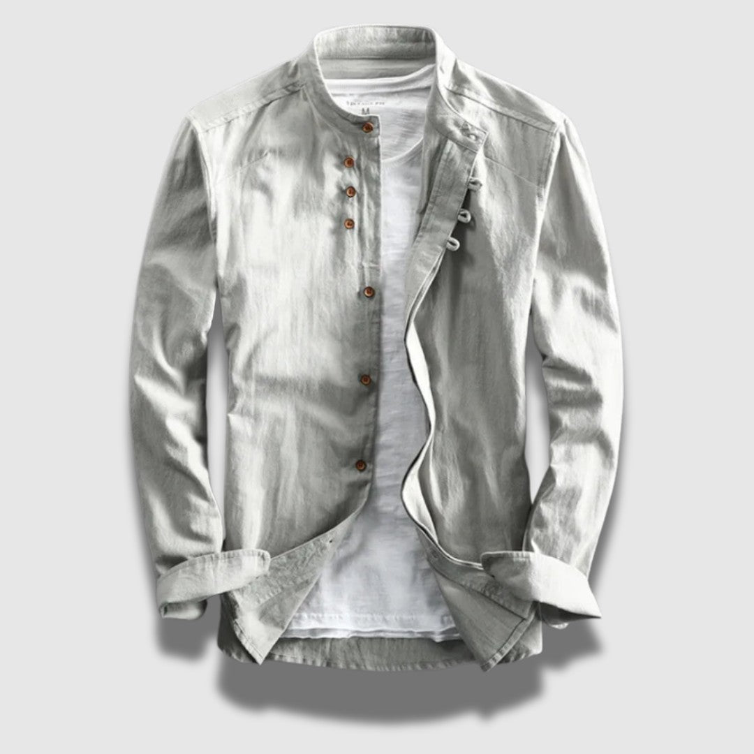 Chemise longue boutonnée d'inspiration japonaise pour homme, pour une élégance moderne