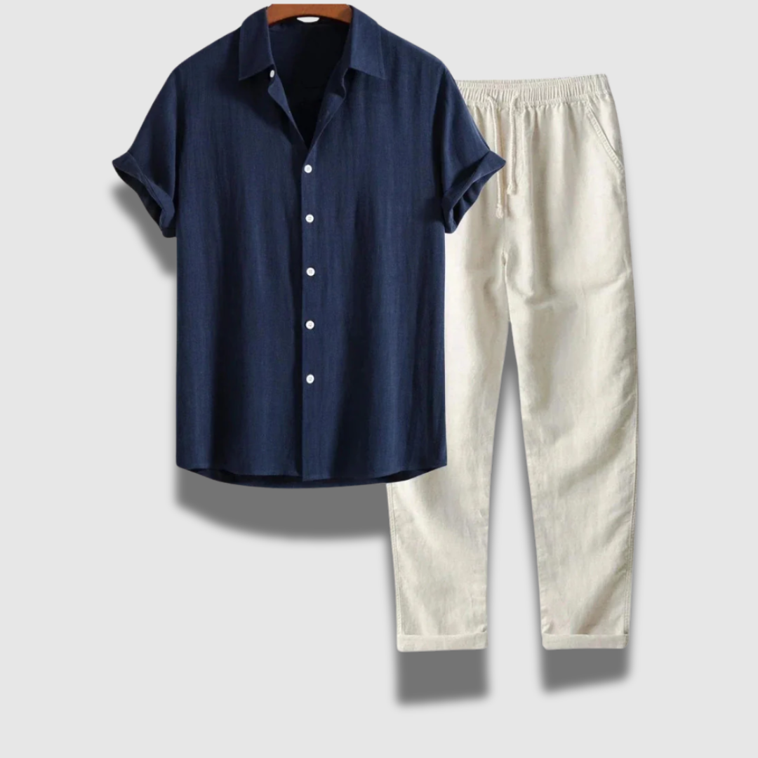 Ensemble chemise et pantalon décontractés pour homme – Respirant, décontracté et élégant