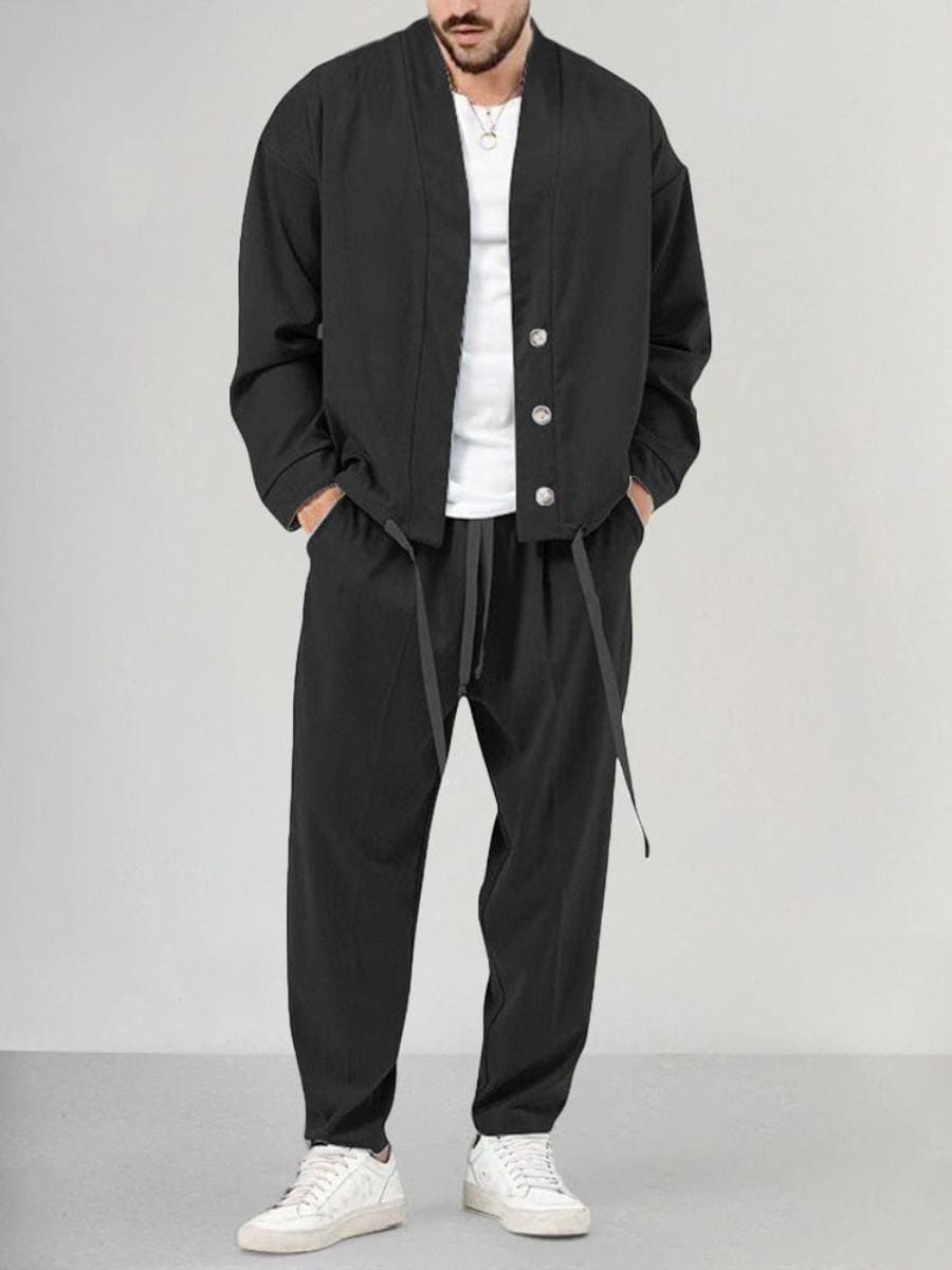 Ensemble veste boutonnée et jogging pour homme – Style décontracté et confortable