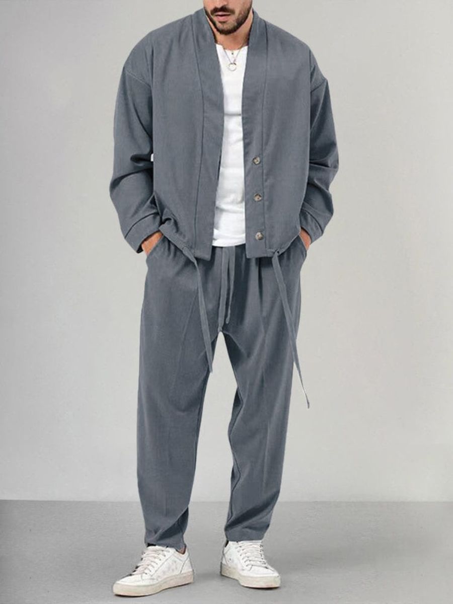 Ensemble veste boutonnée et jogging pour homme – Style décontracté et confortable