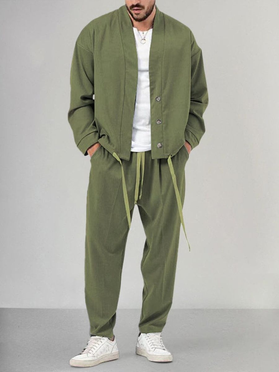 Ensemble veste boutonnée et jogging pour homme – Style décontracté et confortable