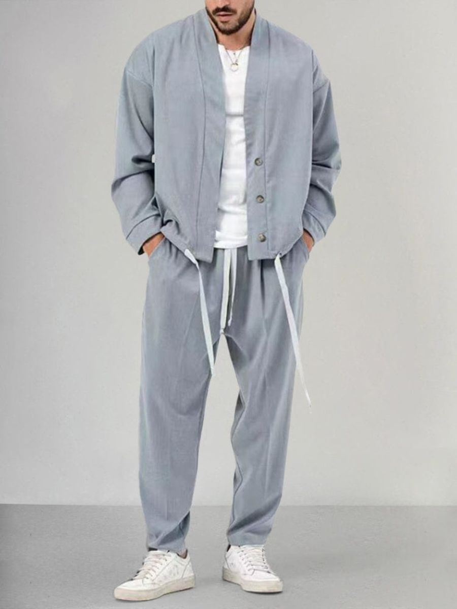 Ensemble veste boutonnée et jogging pour homme – Style décontracté et confortable