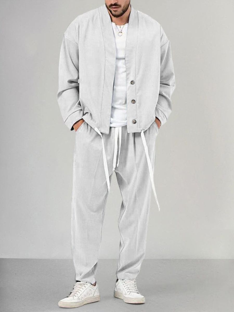 Ensemble veste boutonnée et jogging pour homme – Style décontracté et confortable