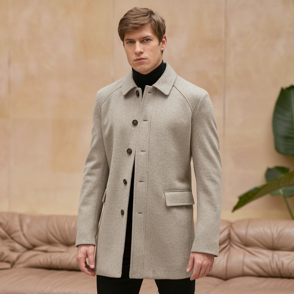 Manteau romain en laine premium pour homme – Style et protection intemporels
