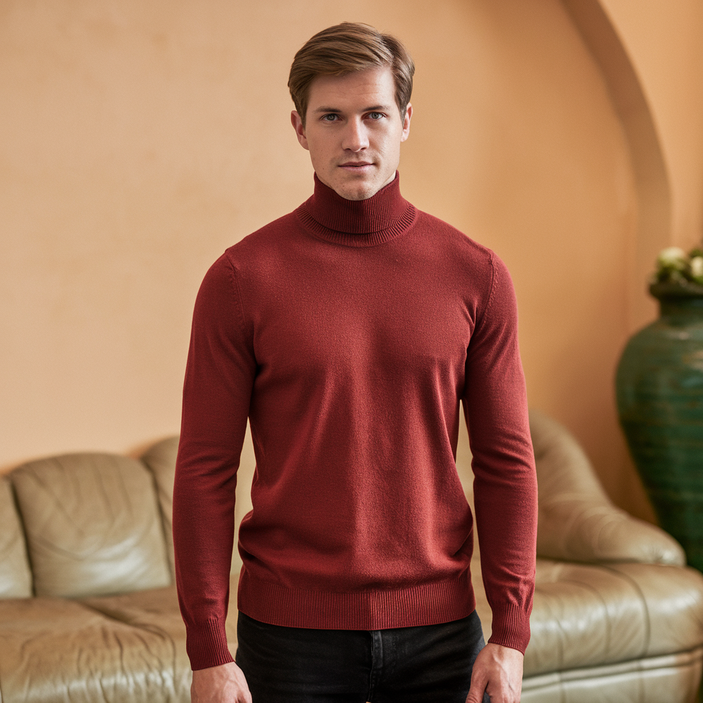 Pull à col roulé doux et haut de gamme pour homme, alliant luxe et chaleur