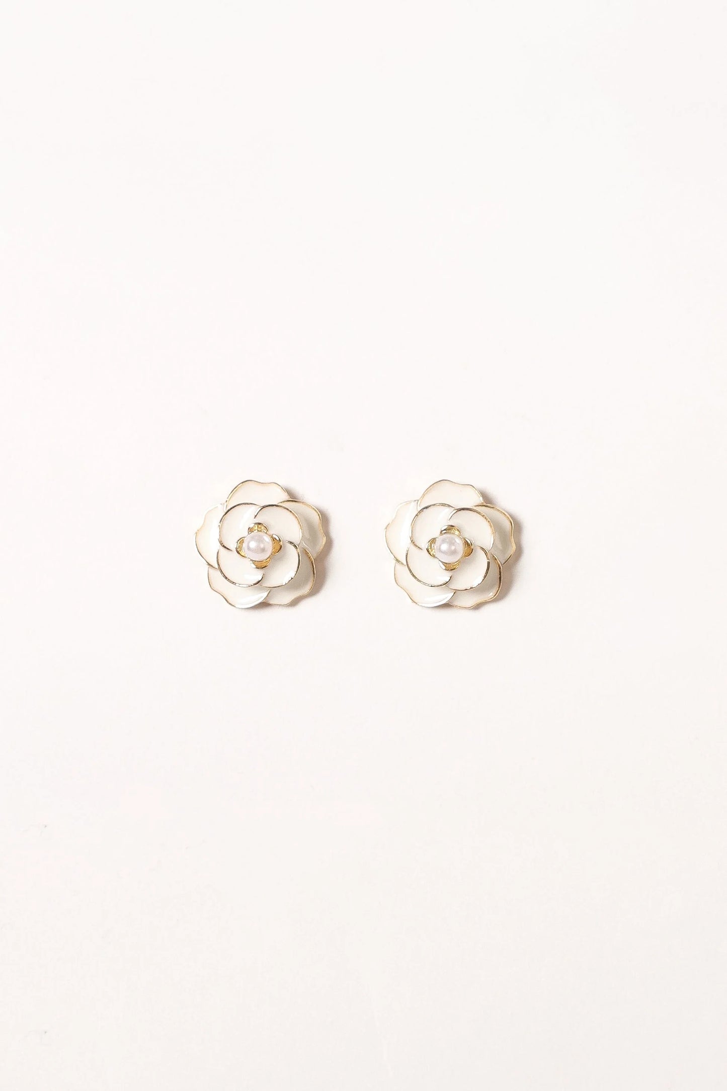 Reina Flower Earrings - Gold White