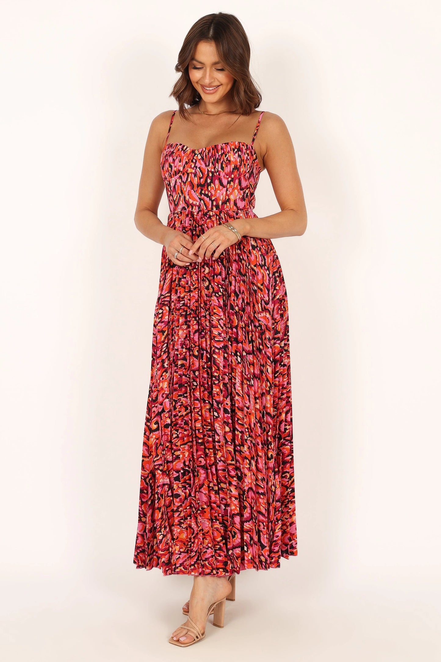 Achanti Pleated Maxi Dress - Pink Multi