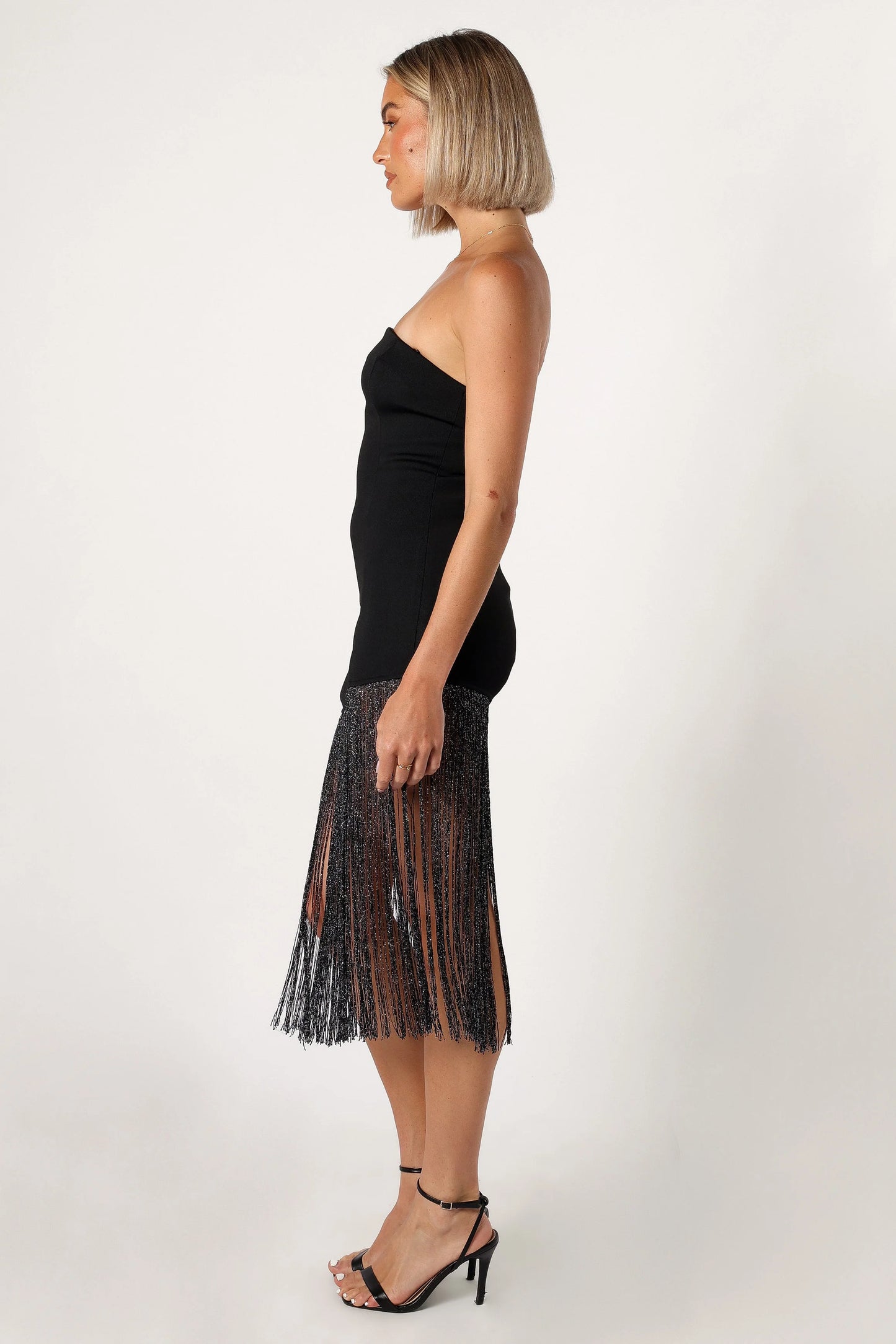 Padam Strapless Midi Dress - Black