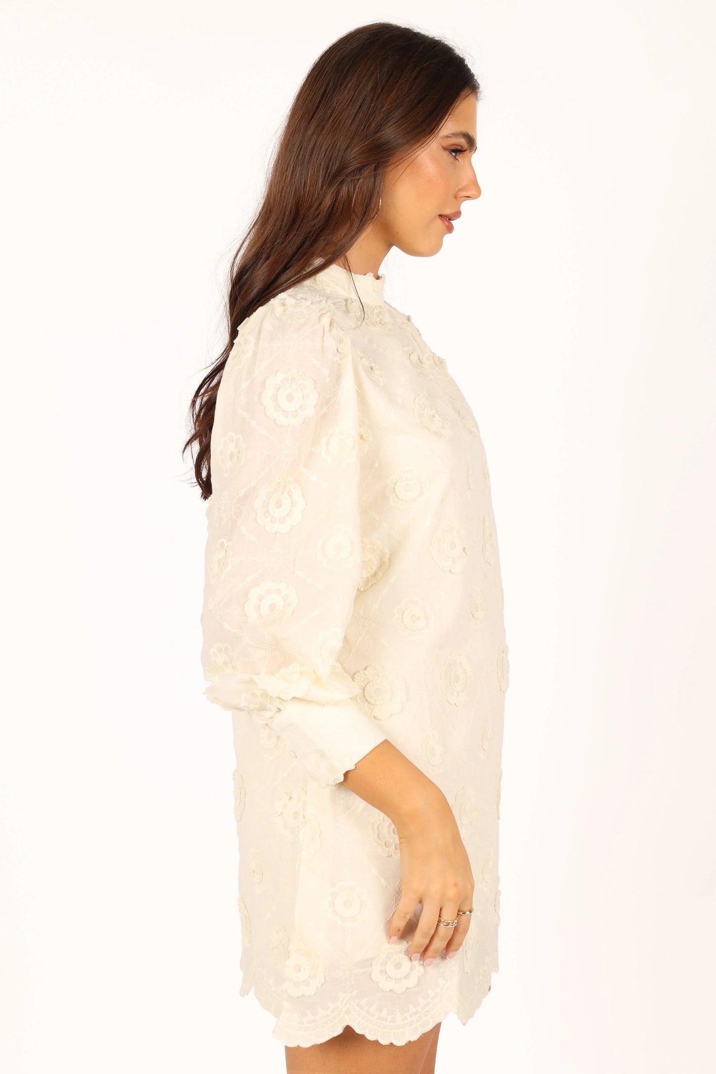 Stefania Long Sleeve Mini Dress - Cream