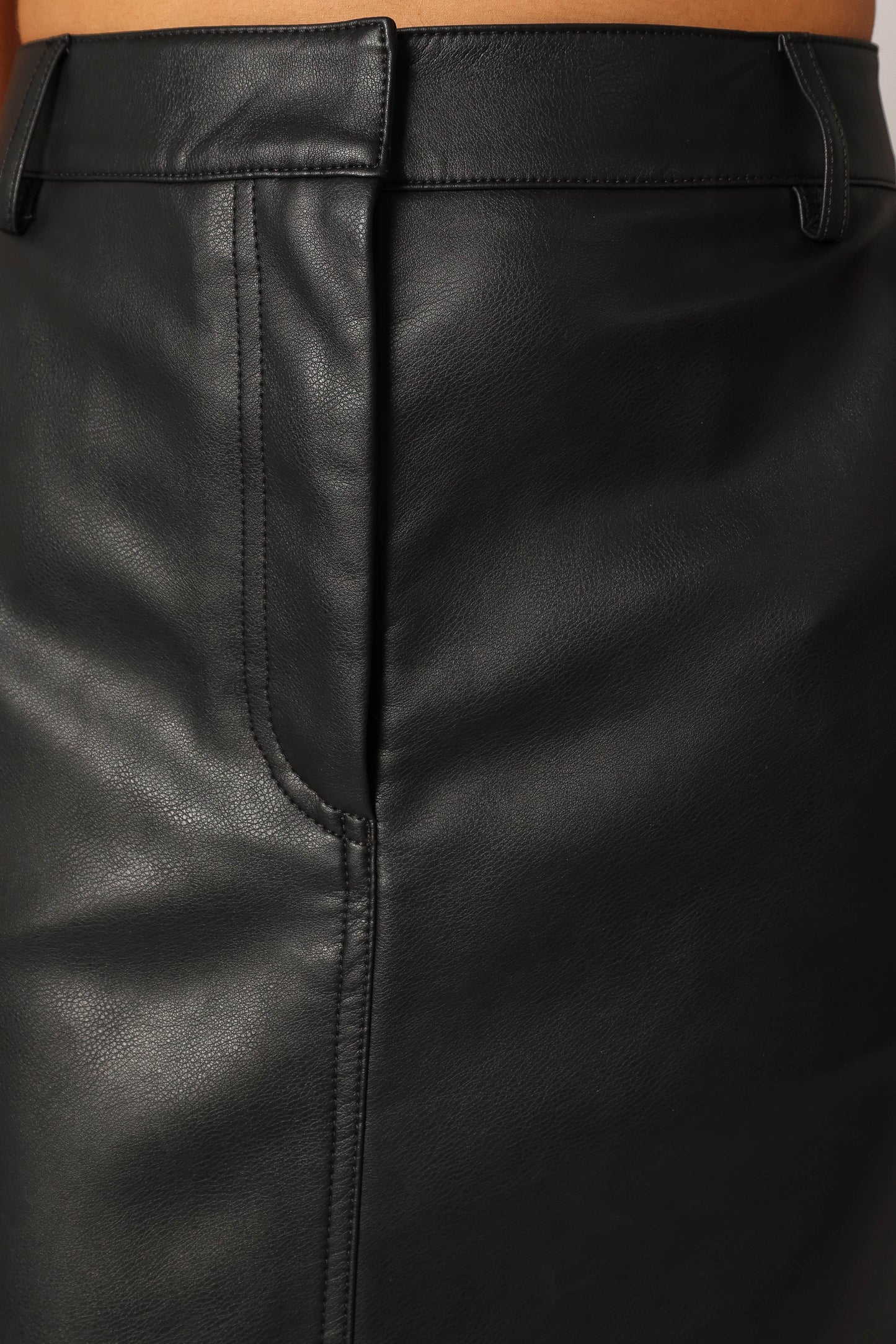 Jade Vegan Leather Column Skirt - Black