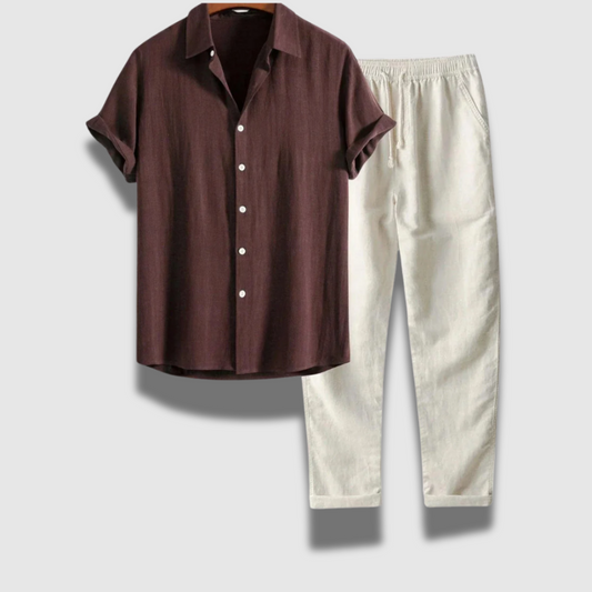 Ensemble chemise et pantalon décontractés pour homme – Respirant, décontracté et élégant