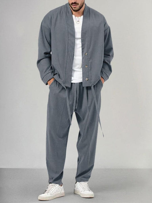 Ensemble veste boutonnée et jogging pour homme – Style décontracté et confortable